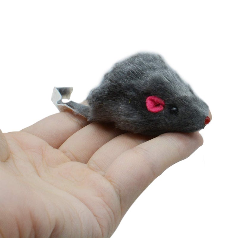Famgee 20 PCS Furry Squeak Mouse Rattle Sound Plush Mice Fur Interactive Catch Play Catcher Pet Kitten Cat Toys (Random Color) - Image 4